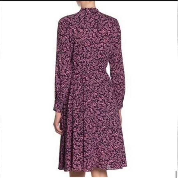 Nanette Lepore Navy and Dusty Pink Floral Feminine Dress Size 10 - Picture 2 of 11